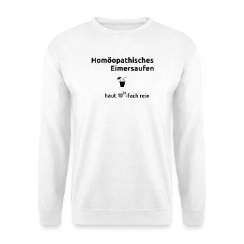 Homoeopathisches_Eimersaufen - Unisex Pullover - Weiß - Vorne - Alina (178cm) & Michal (187cm)