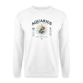 Aquarius Zodiac Astrologisches Himmlisches Horoskop - Unisex Pullover - Weiß - Vorne - Alina (178cm) & Michal (187cm)
