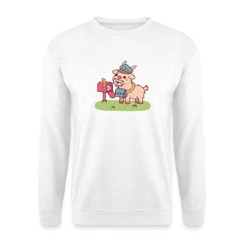 Cute Goat Postzustellung - Unisex Pullover - Weiß - Vorne - Alina (178cm) & Michal (187cm)