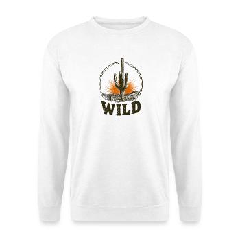 Wüstenwild: Kaktus & Sonnenuntergang - Unisex Pullover - Weiß - Vorne - Alina (178cm) & Michal (187cm)