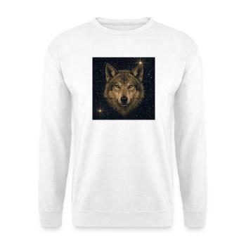 Wolf im Sternenmeer - Unisex Pullover - Weiß - Vorne - Alina (178cm) & Michal (187cm)