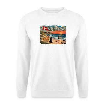 Dänemark Strandretro Küstenmotiv - Unisex Pullover - Weiß - Vorne - Alina (178cm) & Michal (187cm)