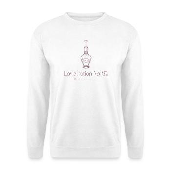 Love Potion No. 9% – Lustiges Liebestrank Design  - Unisex Pullover - Weiß - Vorne - Alina (178cm) & Michal (187cm)