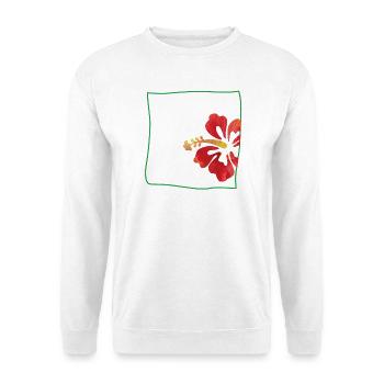 Hibiskus minimalistisch - Unisex Pullover - Weiß - Vorne - Alina (178cm) & Michal (187cm)