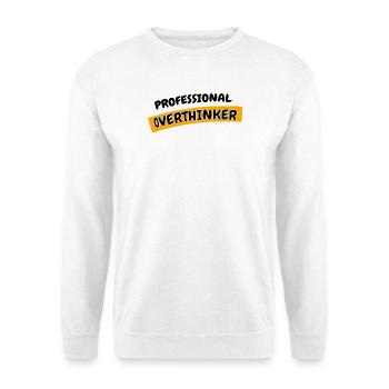 Professional Overthinker - Unisex Pullover - Weiß - Vorne - Alina (178cm) & Michal (187cm)