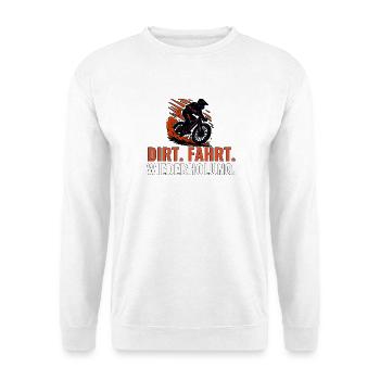 Dirt Fahrt Wiederholung – Offroad Bike Motiv - Unisex Pullover - Weiß - Vorne - Alina (178cm) & Michal (187cm)