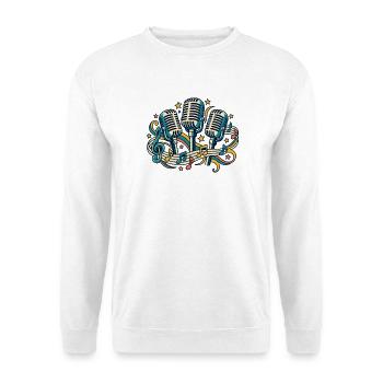 Mikrofonchor – Stimmen gemeinsam stark - Unisex Pullover - Weiß - Vorne - Alina (178cm) & Michal (187cm)