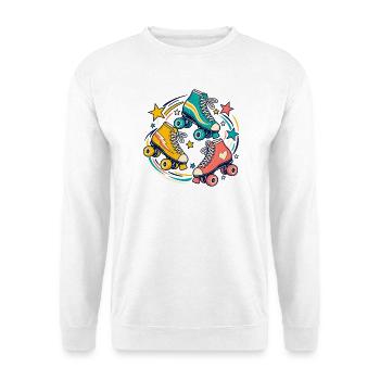 Rollschuhrunde – Gemeinsam in Bewegung - Unisex Pullover - Weiß - Vorne - Alina (178cm) & Michal (187cm)