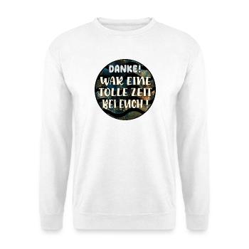 Abschiedsgeschenke Kollegen Team - Unisex Pullover - Weiß - Vorne - Alina (178cm) & Michal (187cm)