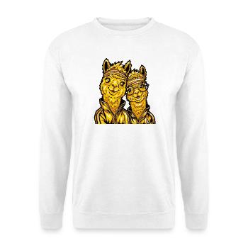Alpaka Love Tiere - Unisex Pullover - Weiß - Vorne - Alina (178cm) & Michal (187cm)