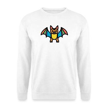 Bunte Halloween Fledermaus - Unisex Pullover - Weiß - Vorne - Alina (178cm) & Michal (187cm)