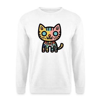 Halloween Zombie Katze Bunt - Unisex Pullover - Weiß - Vorne - Alina (178cm) & Michal (187cm)