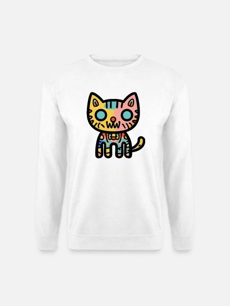 Halloween Zombie Katze Bunt - Unisex Pullover - Weiß