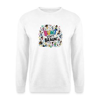 Bunt statt Braun - Unisex Pullover - Weiß - Vorne - Alina (178cm) & Michal (187cm)