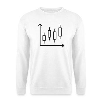 Kerzenhalter-Diagrammlinien-Symbol - Unisex Pullover - Weiß - Vorne - Alina (178cm) & Michal (187cm)