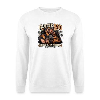 Rottie Dad: Das Leben als Rottie leben - Unisex Pullover - Weiß - Vorne - Alina (178cm) & Michal (187cm)