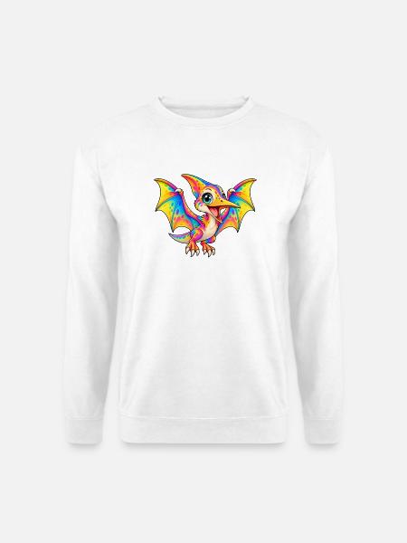 Kawaii Multicolor Pterodaktylus - Unisex Pullover - Weiß