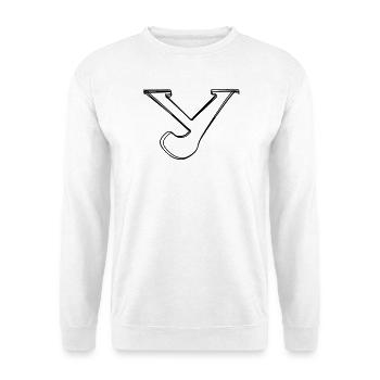 Kleinbuchstabe y handgezeichnet - Unisex Pullover - Weiß - Vorne - Alina (178cm) & Michal (187cm)