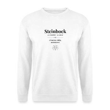Steinbock Sternzeichen – ehrgeizig & ruhig - Unisex Pullover - Weiß - Vorne - Alina (178cm) & Michal (187cm)
