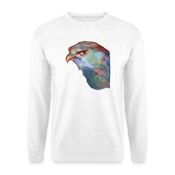 Aquarell Adlerkopf-Abstract - Unisex Pullover - Weiß - Vorne - Alina (178cm) & Michal (187cm)