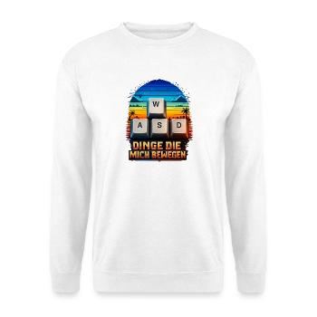 WASD Gaming Bewegung: Dinge Die Mich Bewegen - Unisex Pullover - Weiß - Vorne - Alina (178cm) & Michal (187cm)
