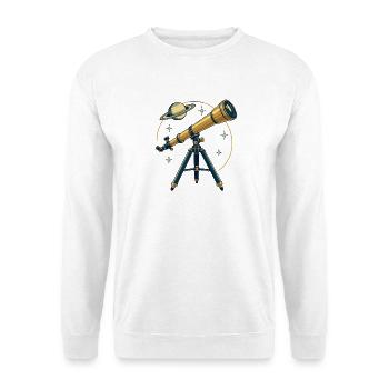 Retro Backyard-Teleskop - Unisex Pullover - Weiß - Vorne - Alina (178cm) & Michal (187cm)