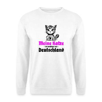 Meine Katze ist wichtiger als Deutschland - Unisex Pullover - Weiß - Vorne - Alina (178cm) & Michal (187cm)