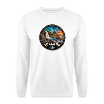 Insel Aurora Geysir Nordlicht Europa Urlaub - Unisex Pullover - Weiß - Vorne - Alina (178cm) & Michal (187cm)