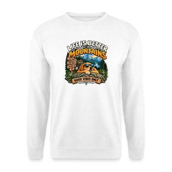 Life Is Better in the Mountains - Unisex Pullover - Weiß - Vorne - Alina (178cm) & Michal (187cm)