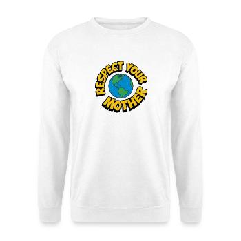 Respect your mother - Unisex Pullover - Weiß - Vorne - Alina (178cm) & Michal (187cm)
