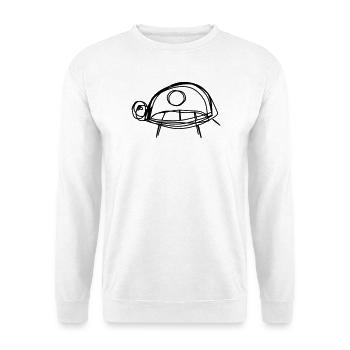 Schildkröte handgezeichnet - Unisex Pullover - Weiß - Vorne - Alina (178cm) & Michal (187cm)