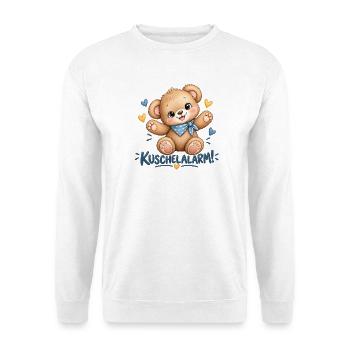 Kuschelalarm Kuschelbär - Unisex Pullover - Weiß - Vorne - Alina (178cm) & Michal (187cm)