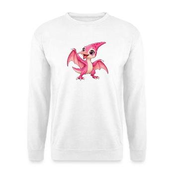 Kawaii Pink Pterodactyl - Unisex Pullover - Weiß - Vorne - Alina (178cm) & Michal (187cm)