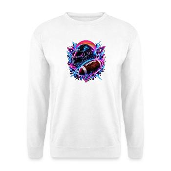 Neon Football Helm Synthwave - Unisex Pullover - Weiß - Vorne - Alina (178cm) & Michal (187cm)