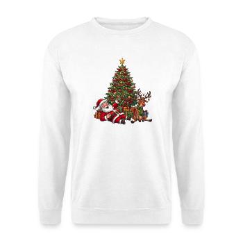 Betrunkener Weihnachtsmann – Lustiges Bier Motiv - Unisex Pullover - Weiß - Vorne - Alina (178cm) & Michal (187cm)