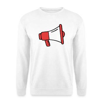Rotes Megafon Ultras Icon - Unisex Pullover - Weiß - Vorne - Alina (178cm) & Michal (187cm)