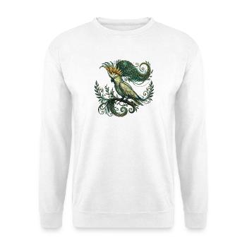Celtic Moon Kakadu – Verzauberte Nymphensittich-Fantasie - Unisex Pullover - Weiß - Vorne - Alina (178cm) & Michal (187cm)