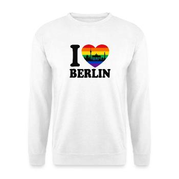 Ich liebe Berlin - Vielfalt - Regenbogenfarben - Unisex Pullover - Weiß - Vorne - Alina (178cm) & Michal (187cm)