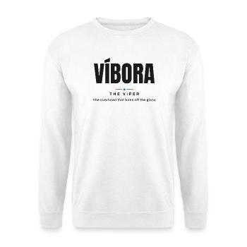 Víbora — Die Viper | Echtes Padel-Vokabular - Unisex Pullover - Weiß - Vorne - Alina (178cm) & Michal (187cm)