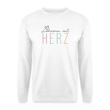 LEHRERIN MIT HERZ - Unisex Pullover - Weiß - Vorne - Alina (178cm) & Michal (187cm)