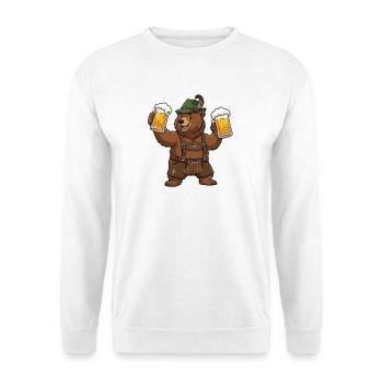 Bierbär Bayerische Tradition Tracht Lederhose Bier - Unisex Pullover - Weiß - Vorne - Alina (178cm) & Michal (187cm)