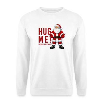 Hug me! Merry Christmas Weihnachten Umarmung - Unisex Pullover - Weiß - Vorne - Alina (178cm) & Michal (187cm)