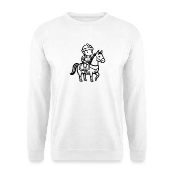 Süßer Ritter auf dem Pferd - Unisex Pullover - Weiß - Vorne - Alina (178cm) & Michal (187cm)