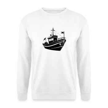 Fischerboot - Unisex Pullover - Weiß - Vorne - Alina (178cm) & Michal (187cm)