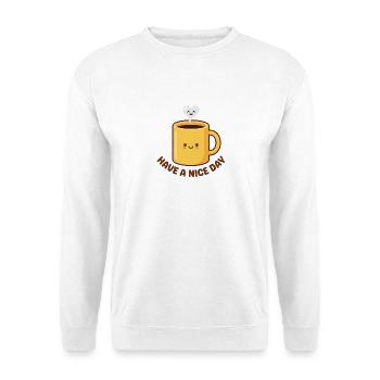 Schönen Tag noch, Kawaii-Kaffeetasse - Unisex Pullover - Weiß - Vorne - Alina (178cm) & Michal (187cm)