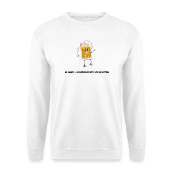 Lustiges Design Biertrinker/-in zum 40. Geburtstag - Unisex Pullover - Weiß - Vorne - Alina (178cm) & Michal (187cm)