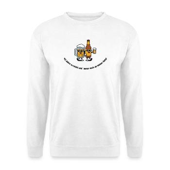 40. Geburtstag Bier Design - Immer an meiner Seite - Unisex Pullover - Weiß - Vorne - Alina (178cm) & Michal (187cm)