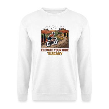 Elevatiere dein Fahrzeug Toskana Gravel Bike Kunst - Unisex Pullover - Weiß - Vorne - Alina (178cm) & Michal (187cm)
