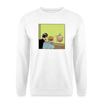 Loch in der Wand - Unisex Pullover - Weiß - Vorne - Alina (178cm) & Michal (187cm)