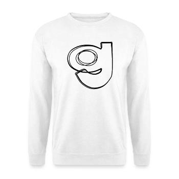 Kleinbuchstabe g handgezeichnet - Unisex Pullover - Weiß - Vorne - Alina (178cm) & Michal (187cm)